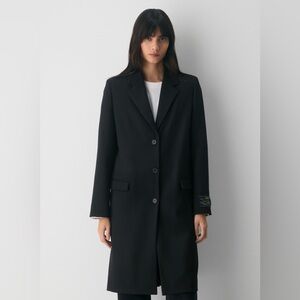 Aritzia Babaton Black Single-Breasted Long Trench Coat